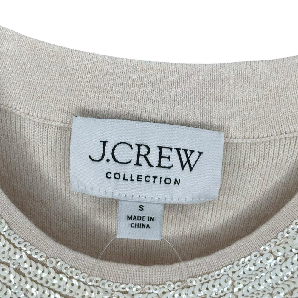 J. CREW COLLECTION Cream Sequin Cropped Sleeveless Blouse Tank Top Size S NWT - Picture 7 of 9